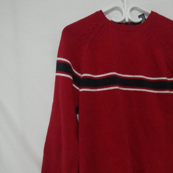 JOHN ASHFORD | small | Striped Red Knit Crewneck Sweater - Picture 3 of 16
